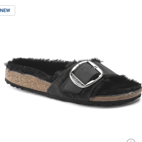 BIRKENSTOCK x Free People Madrid Big Buckle 6 & 9 Black Suede Genuine Shearling - Picture 10 of 14